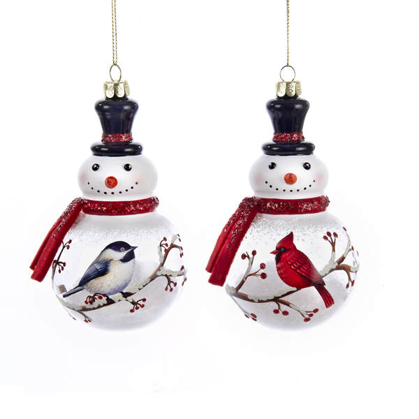 Item 102552 Chickadee/Cardinal Snowman Ornament