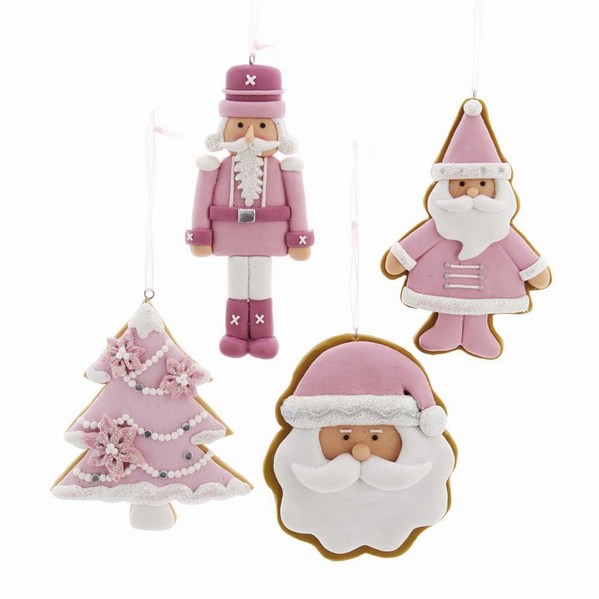 Item 102587 Pink and White Santa/Nutcracker/Tree/Head Ornament