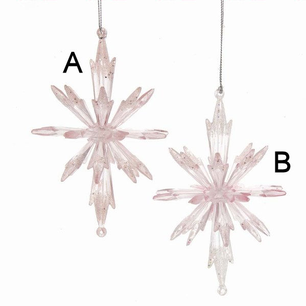 Item 102592 Pink Clear Icicle Snowflake Ornament