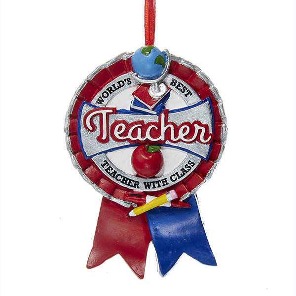 Item 102683 World's Best Teacher Ribbon Ornament