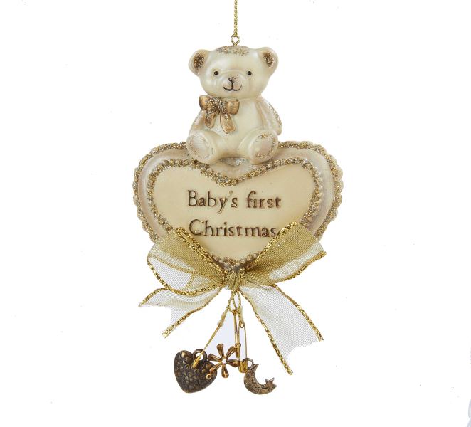 Item 102719 Baby's First Christmas Bear With Heart Ornament