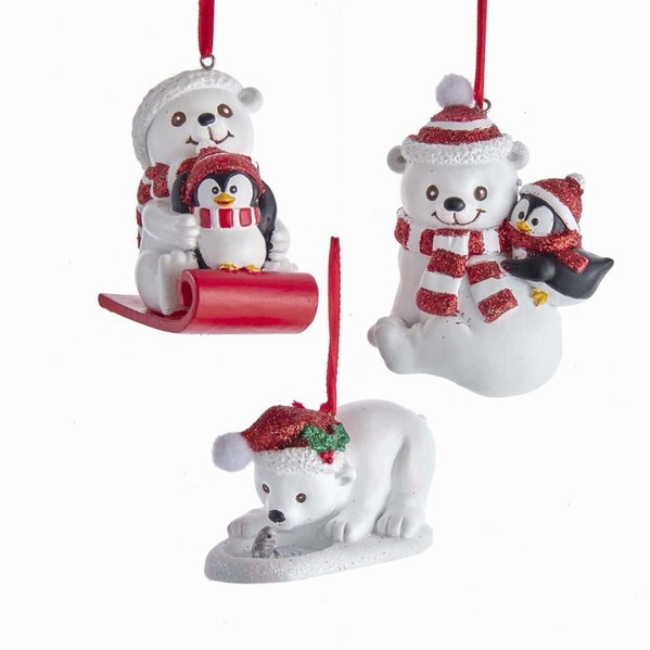 Item 102767 Bear With Fish And Penguin Ornament