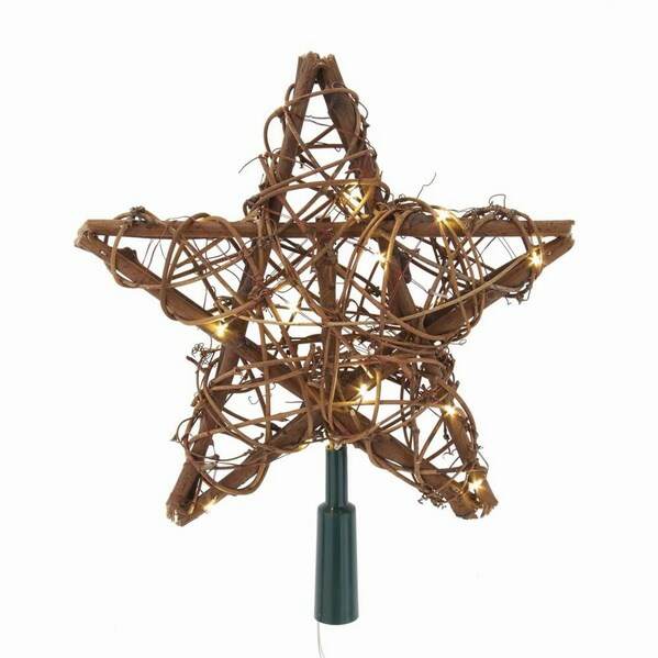 Item 102856 Rattan Natural Star Tree Topper With 20 Lights