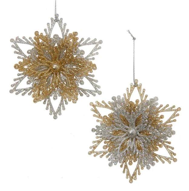 Item 103002 Silver/Gold Burst Snowflake Ornament
