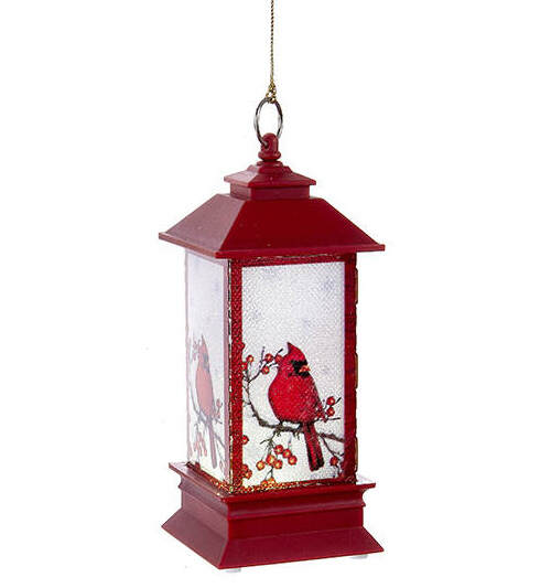 Item 103006 LED Lantern With Red Cardinal Ornament