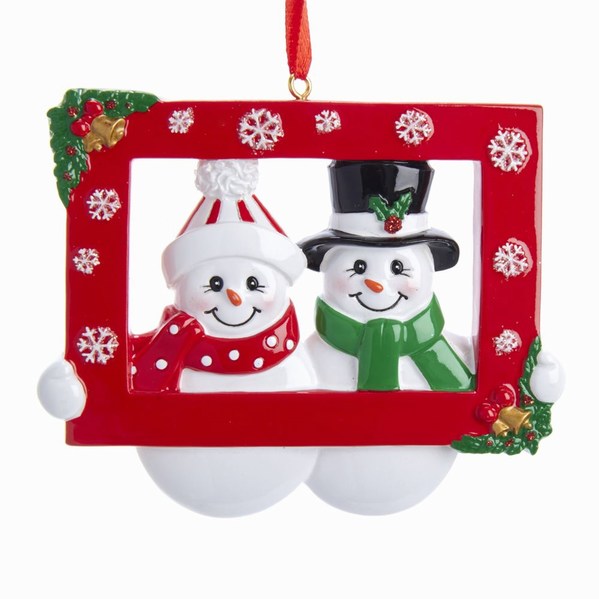 Item 103013 Personalizable Snowman Couple Holding Frame Ornament