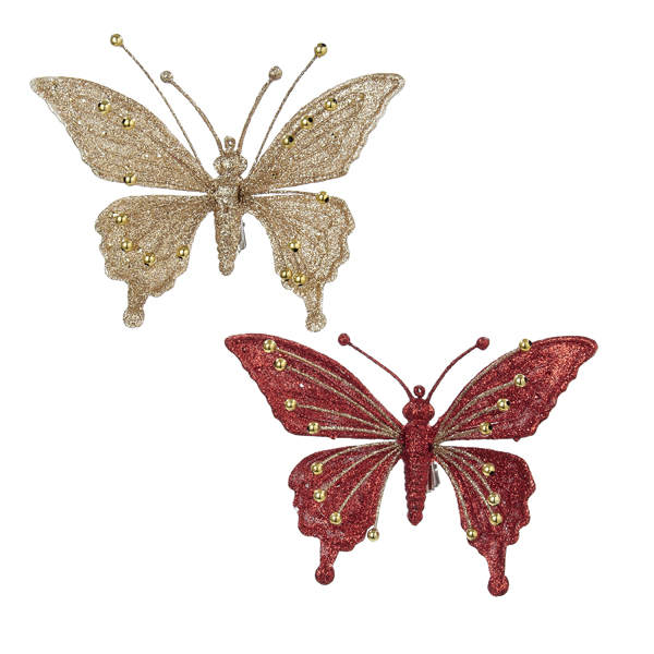 Item 103030 Glittered Butterfly Clip-On Ornament