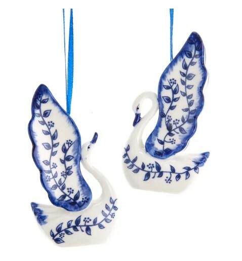 Item 103043 Delft Blue Swan Ornament