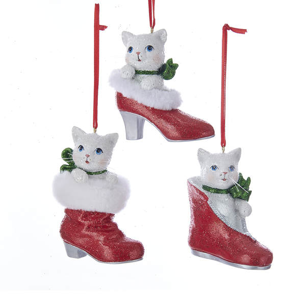 Item 103108  Kitten In Shoe Ornament