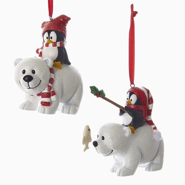 Item 103243 Polar Bear With Penguin Ornament