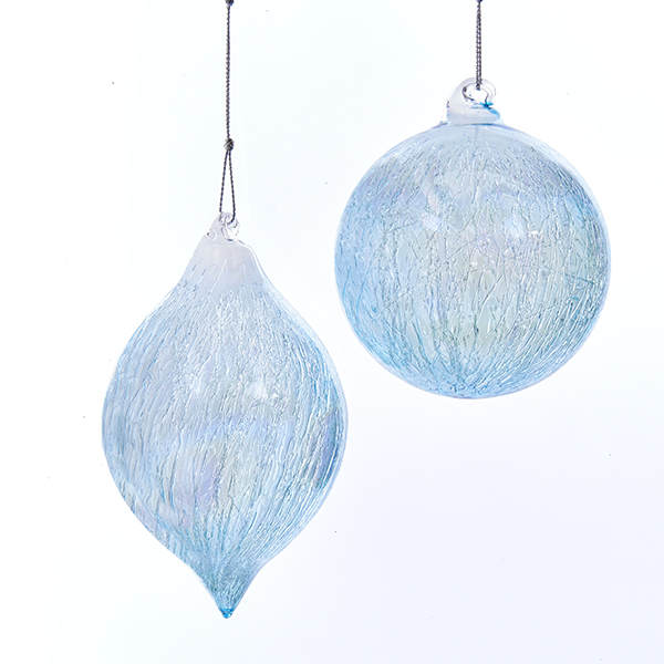 Item 103254 Ice Blue Finial/Ball Ornament