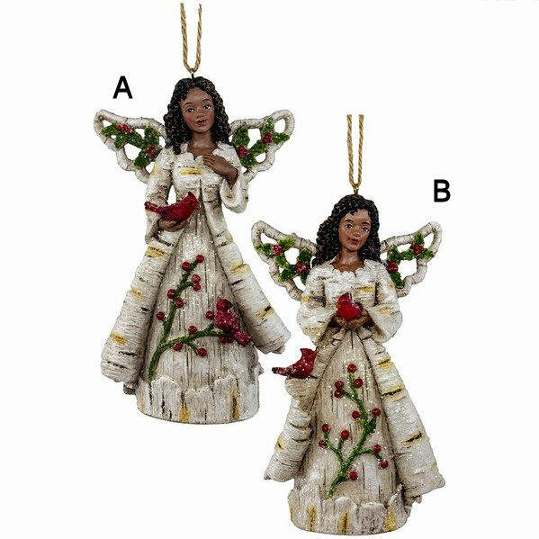 Item 103298 African-American Birch Berry Angel Ornament