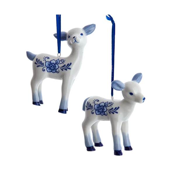 Item 103389 Delft Blue Baby Deer Ornament