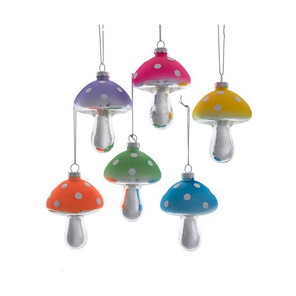 Item 103434 Glass Glow In The Dark Mushroom Ornament