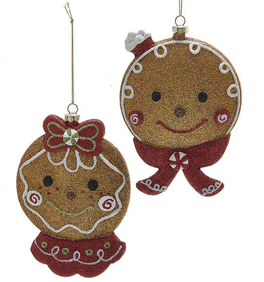 Item 103494 Girl/Boy Gingerbread Head Ornament 