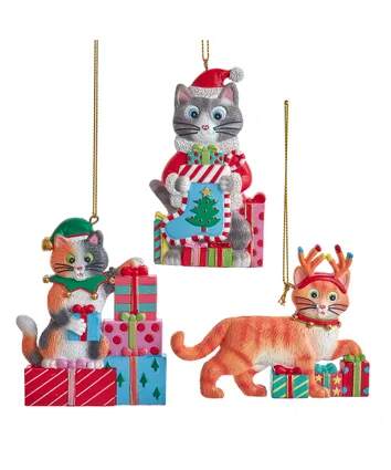 Item 103513 Cat With Gift Box Ornament