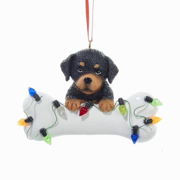 Item 103554 Rottweiler With Bone/Lights Ornament