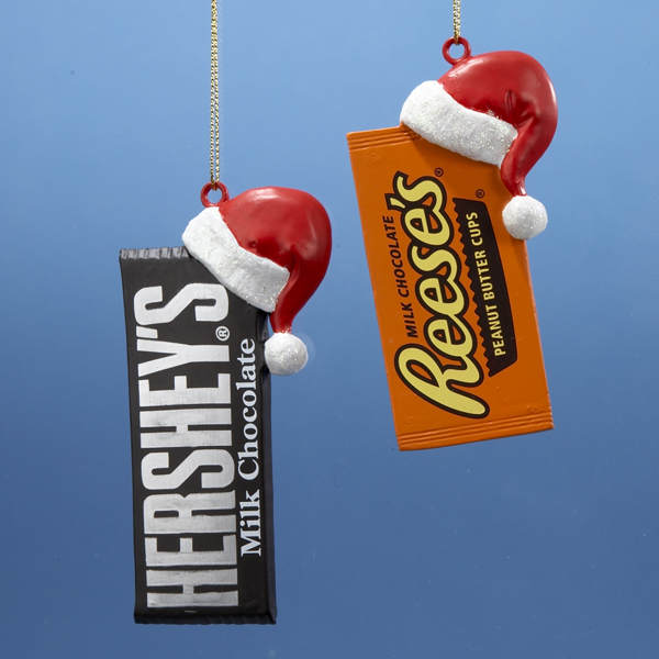 Kurt Adler Hershey's and Reese's Cup Christmas Ornaments 2 Piece Assorted Set 
