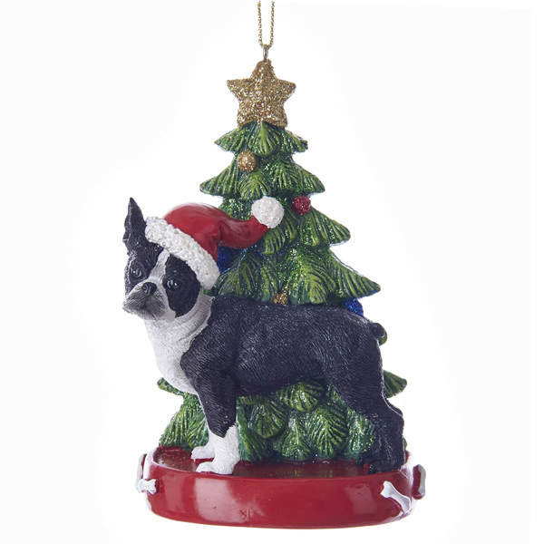 Item 103596 Boston Terrier With Tree Ornament
