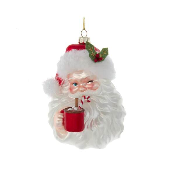 Item 103638 Noble Gem Santa Face With Cocoa Mug Ornament