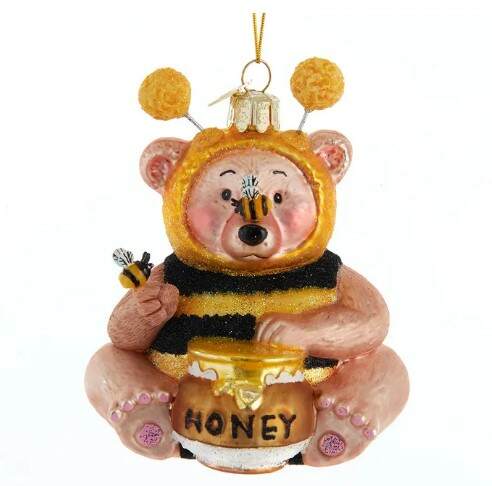 Item 103649 Noble Gem Glass Bee Bear Ornament