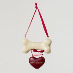 Item 103698 Dog Bone With Best Friend Heart Ornament