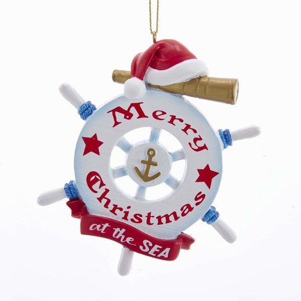 Item 103811 Ship Wheel Merry Christmas At Sea Ornament
