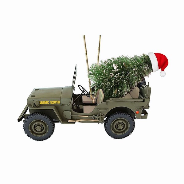 Item 103869 Marine Corps Jeep With Tree Ornament