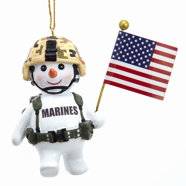 Item 103873 Us Marine Corps Snowman With Flag Ornament
