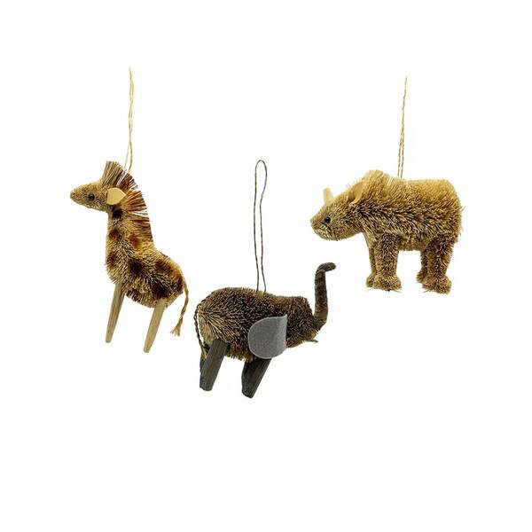 Item 103891 Buri Rhino/Elephant/Giraffe With Felt Ears Ornament