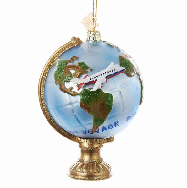 Item 103895 Noble Gems Travel Globe With Airplane Ornament