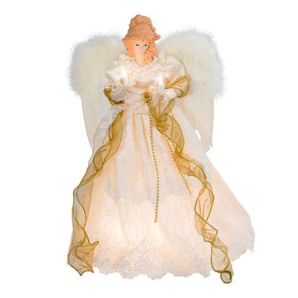 Item 104012 Lighted Ivory/Gold Angel Tree Topper