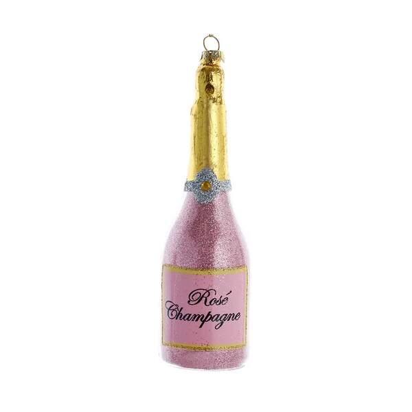 Item 104026 Glass Rose Champagne Bottle Ornament