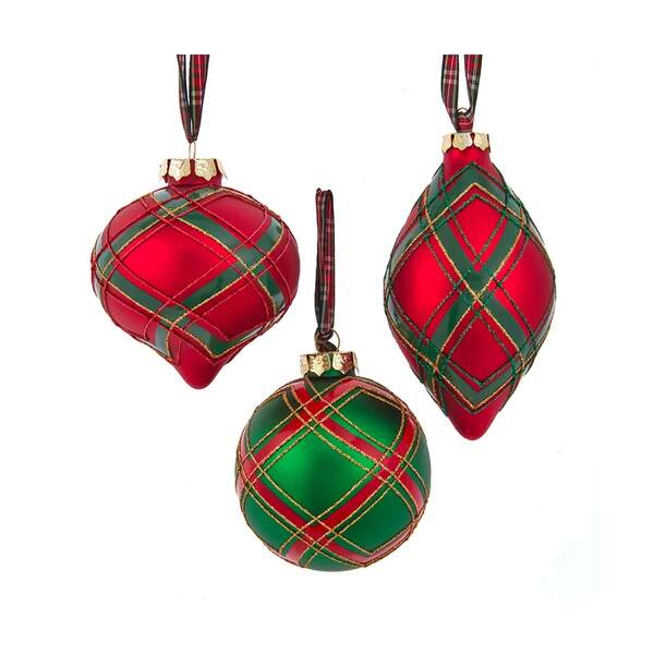 Item 104030 Plaid Ball/Onion/Finial Ornament