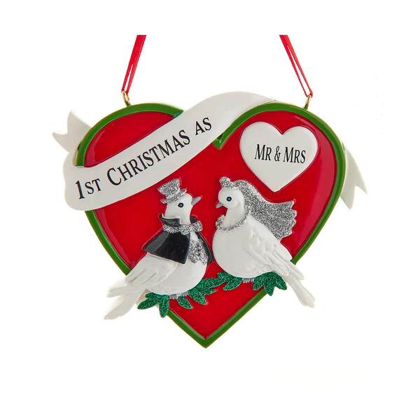 Item 104148 First Christmas Doves Couple Heart Ornament