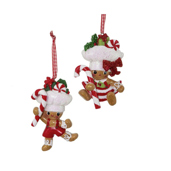 Item 104175 Gingerbread Baker Boy/Girl With Candy Cane Ornament