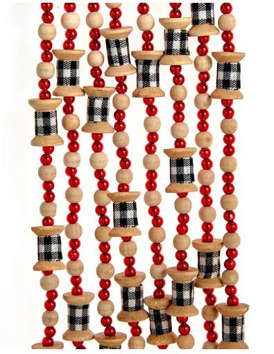 Item 104199 9ft Wooden Red Beads Spool Garland