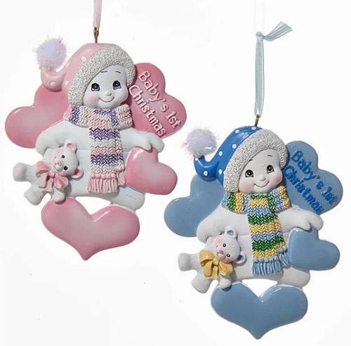 Item 104203 Snowman With Hearts Baby's First Christmas Ornament