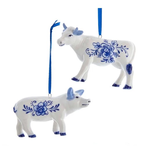 Item 104221 Delft Blue Pig/ Cow Ornament