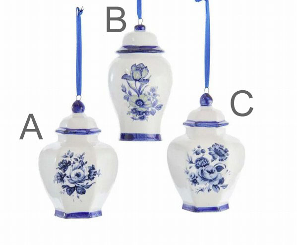 Item 104222 Indigo Blue White Jar Ornament
