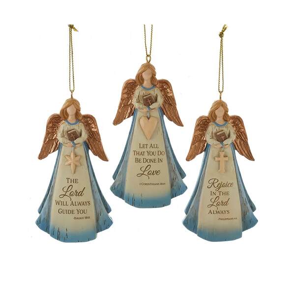 Item 104223 Angel With Inspirational Message Ornament