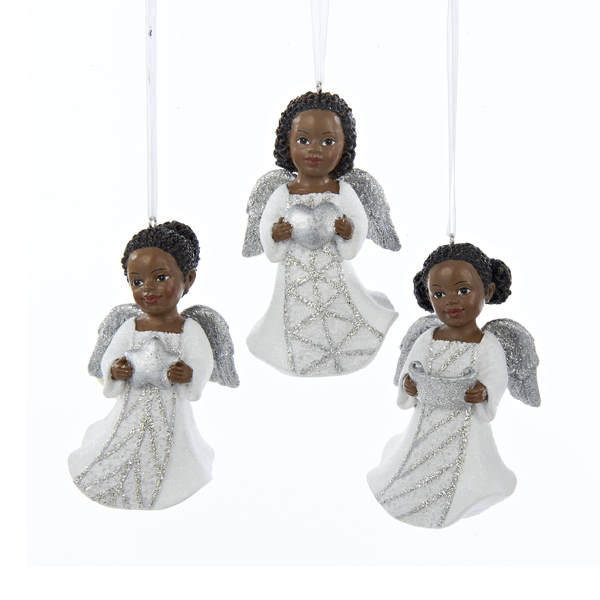 Item 104240 Silver/White African-American Angel Ornament