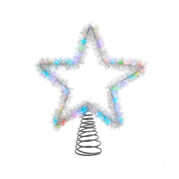 Item 104268 Lighted Silver Tinsel Star Treetop
