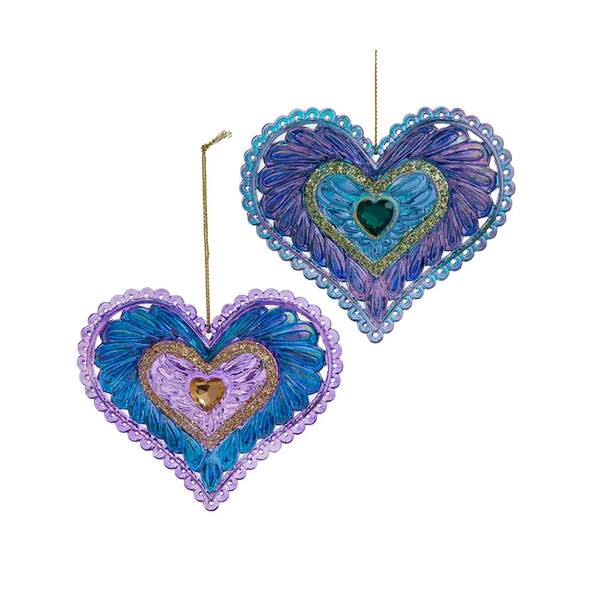 Item 104315 Peacock Colored Heart Ornament