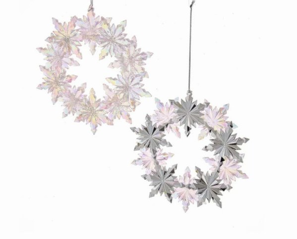 Item 104357 Pink/Clear Iridscent Wreath Ornaments