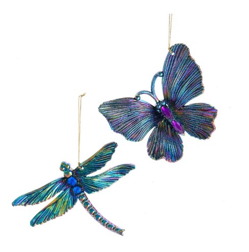 Item 104394 Peacock Inspired Dragonfly and Butterfly Ornament