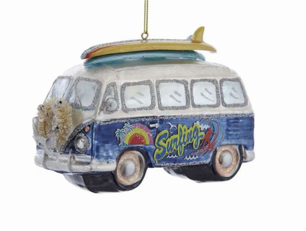 Item 104403 Beach Bus With Surfboard Ornament