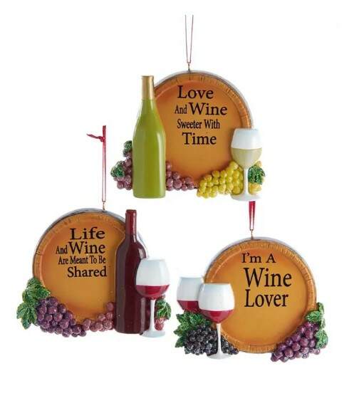 Item 104466 Barrel With Wine And Grape Ornament