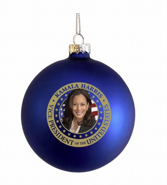 Item 104530 Vice President Kamala Glass Ball Ornament