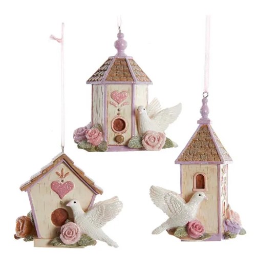 Item 104582 Flower Birdhouse W Dove Ornament